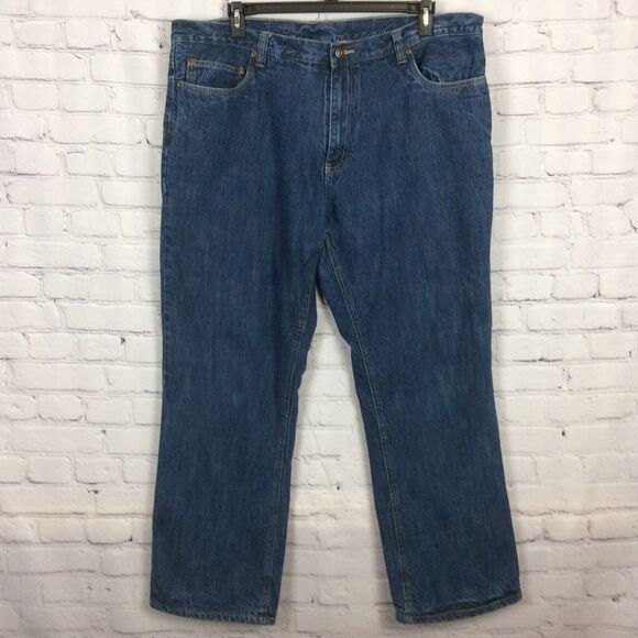 Faded Glory Men’s Jeans Sz 42x32 Green-Fleece Lined Work/Hunting/Outdoor Sports - Picture 1 of 5